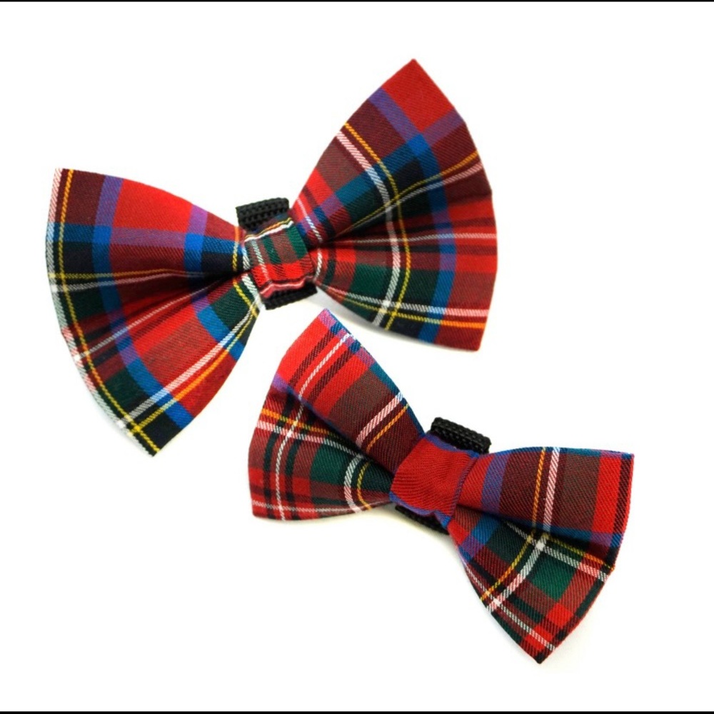Red Christmas Plaid Dog Bow Tie